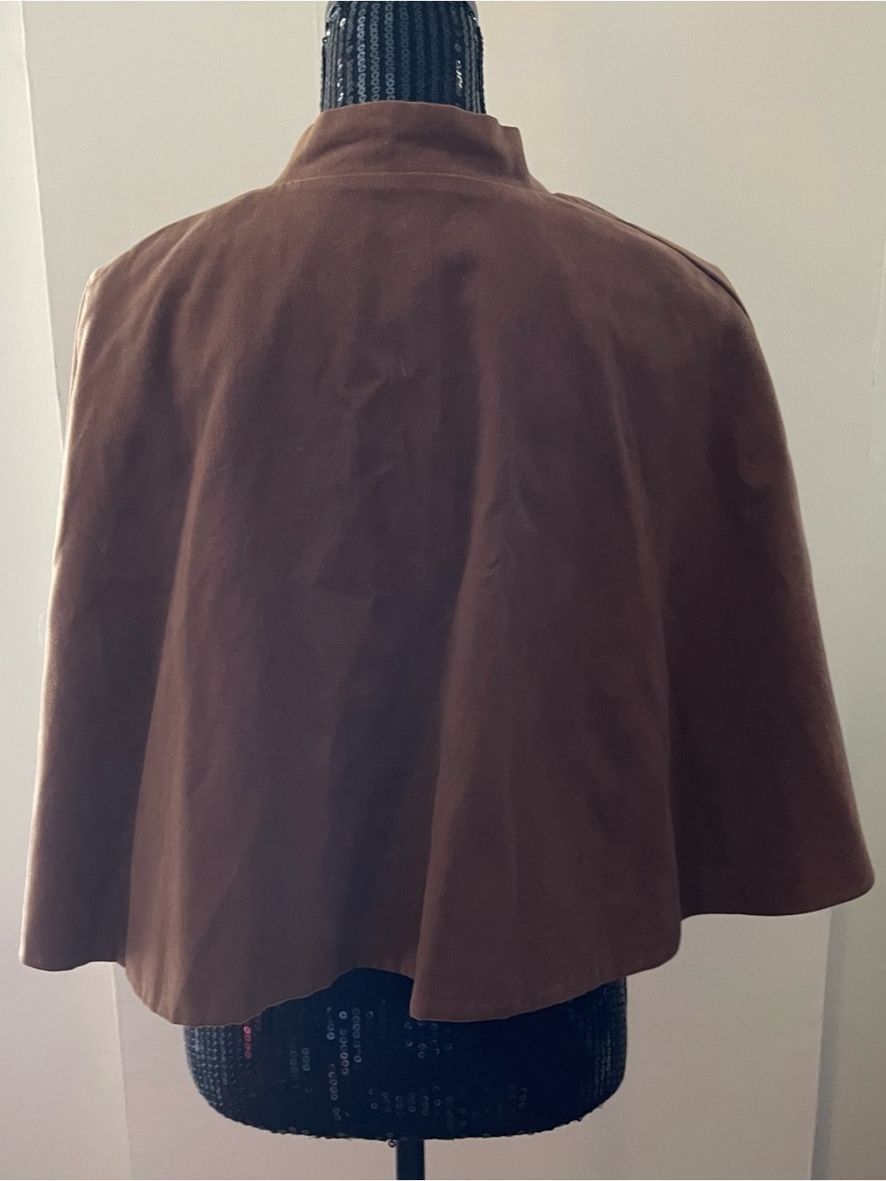 Hand Made Brown Tie-Front Cape - Picture 3 of 6